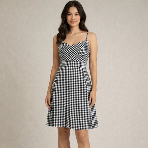 LOFT Gingham Fit & Flare Dress – Size 12 - Picture 2 of 6